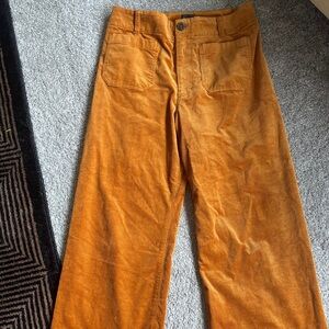 Maeve Wide Leg Pants in Rust Orange